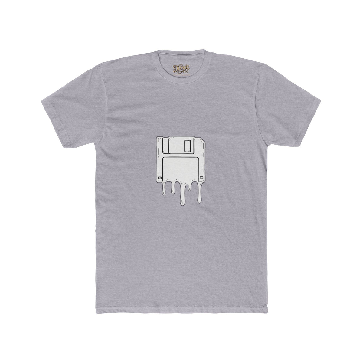 Vintage Floppy Disk Tee — Retro Dripping Disk Graphic Cotton Shirt