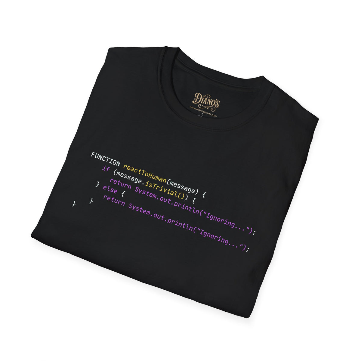 T-shirt with bright code-snippet graphic print