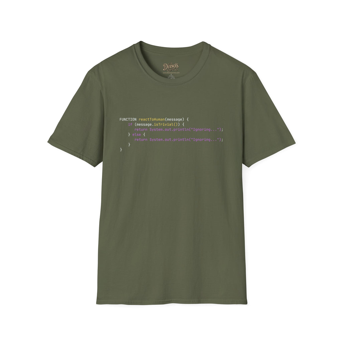 T-shirt with bright code-snippet graphic print